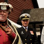 KwaGulth First Nations Chief Tony Hunt addresses dignitaries and guests at the start of the traditional blessing ceremony.