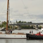 Navy’s longest serving commission ship, HMCS Oriole, is re-launched at Point Hope Shipyard.