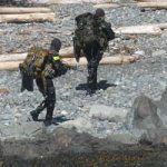 Amphibious Scout Team 2 comes ashore on Royal Beach near Metchosin during Jointex littoral exercises.