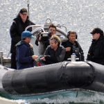 Teams arrive, via Rigid Hull Inflatable Boat, at the Fleet Diving Unit jetty prior to facing the day’s challenges.