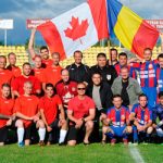 The members of the Canadian ATF Romania and the Romanian AF before playing a friendly soccer match on July 11, 2014 in Turda, Romania.