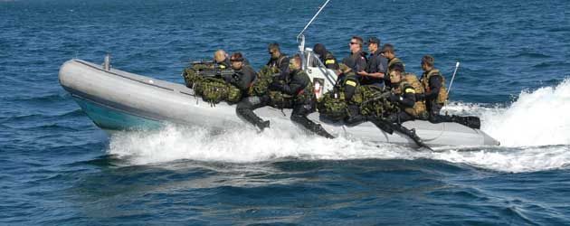 Amphibious Scout Team travels by boat to landing point