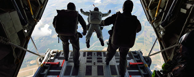 Colombian jumpers jump from a Colombian Hercules