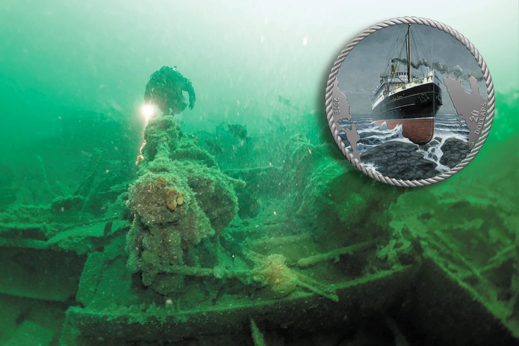 Diver Jacques Marc of the Underwater Archeological Society of British Columbia swims over the stern wenches on the wreck of the Sophia. Photo by Annette G.E. Smith