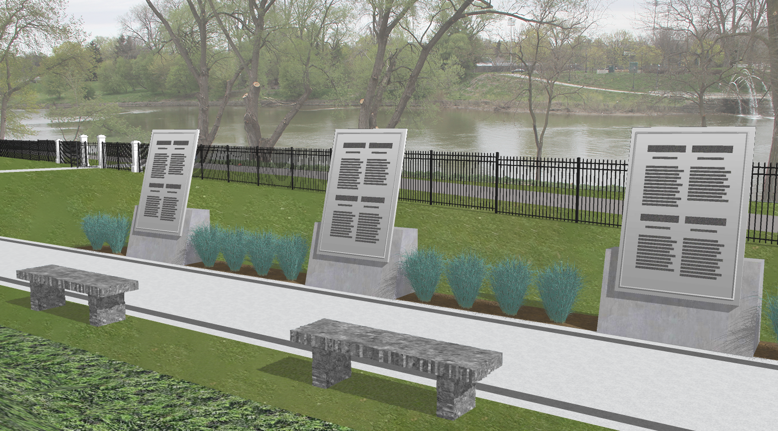 An architect’s rendering of the proposed Battle of Atlantic National Memorial commemorative panels in London, Ont. Photo: Naval Association of Canada.
