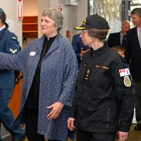Jackie Carlé, Esquimalt Military Family and Resource Centre (EMFRC) Executive Director, introduced Her Royal Highness (HRH), Princess Anne, to the EMFRC staff, Board of Directors and families during HRH’s visit to Victoria in May. Photo supplied