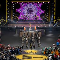 The Naden Band of the Royal Canadian Navy perform alongside Katy Perry during the opening ceremony of the Invictus Games 2025 at BC Place, Vancouver, B.C. on Feb. 8. Photo: Corporal Conor R.G. Munn, Canadian Armed Forces Imagery Technician