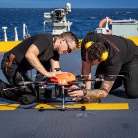 Members of the Advanced Naval Capabilities Unit showcase collaboration and innovation with the use of an uncrewed air vehicles.