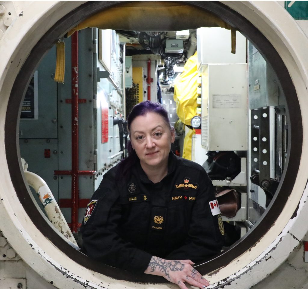 Chief Petty Officer Second Class (CPO2) Patricia Inglis in a submarine.