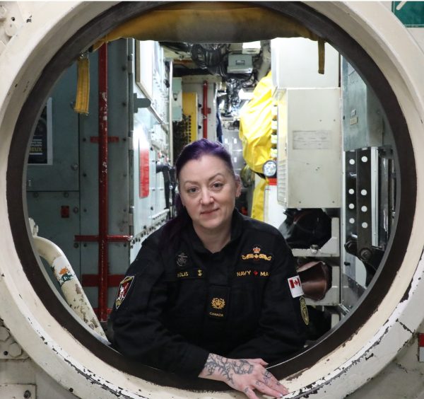 Chief Petty Officer Second Class (CPO2) Patricia Inglis in a submarine.