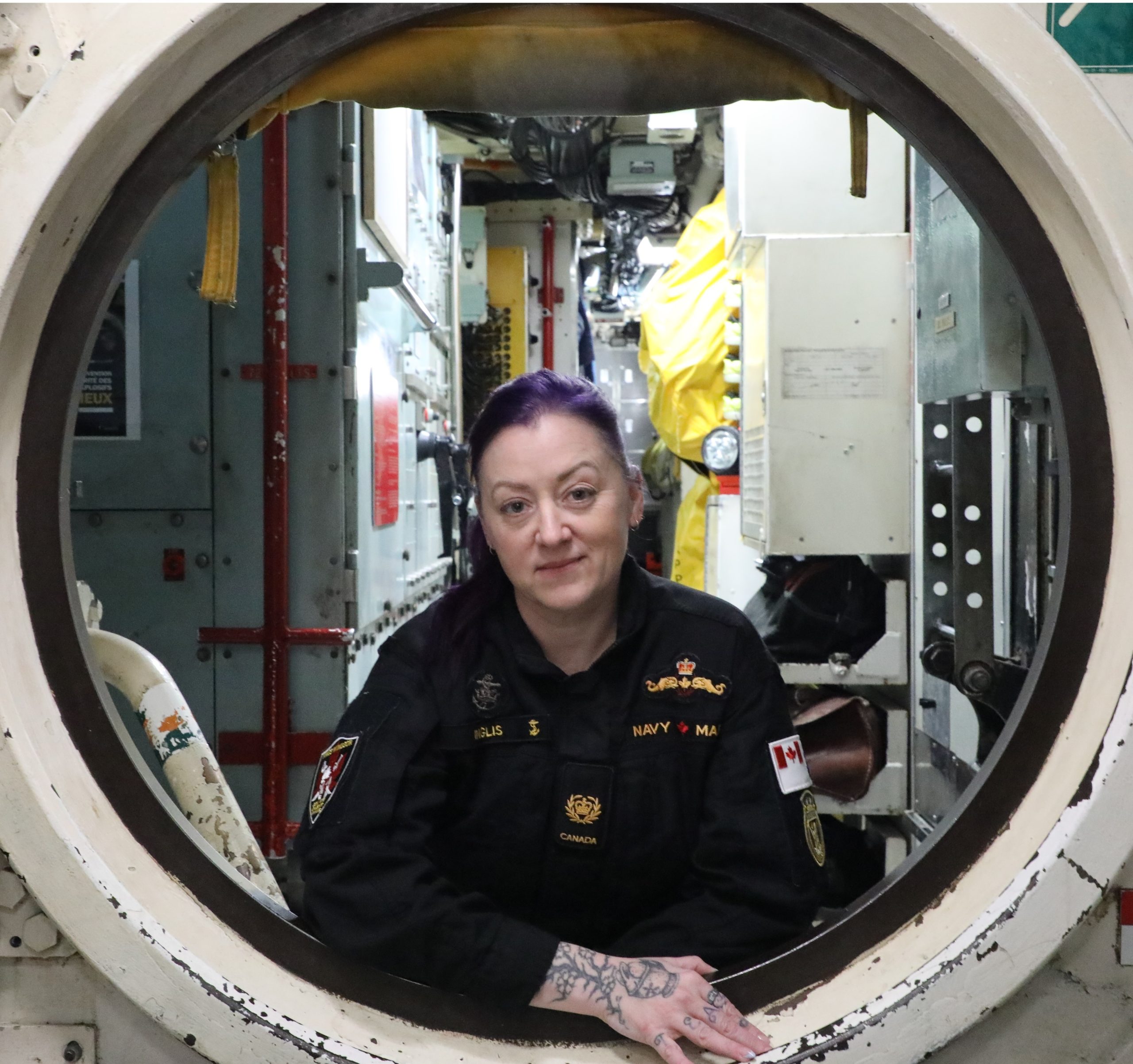 Chief Petty Officer Second Class (CPO2) Patricia Inglis in a submarine.