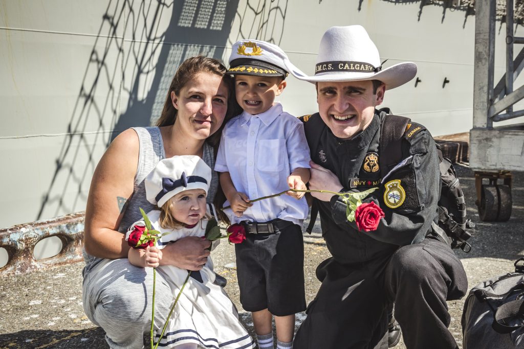 The crew of HMCS Calgary returns to the home port of Esquimalt after deployed 7 months at sea on Operation ARTEMIS and Operation PROJECTION at Canadian Forces Base Esquimalt, British Columbia on Aug 30, 2021.