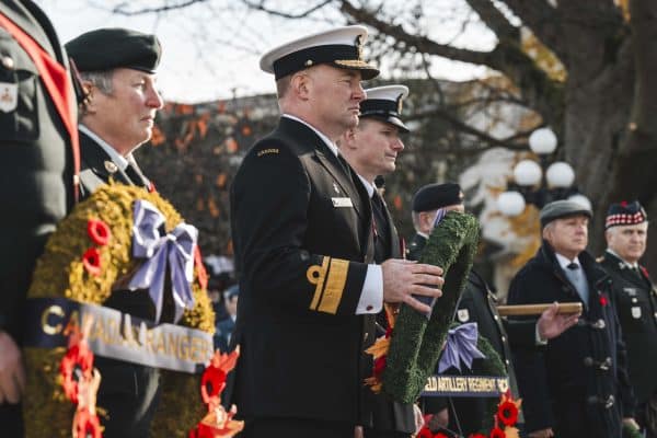 Rear-Admiral David Patchell at the 2025 Remembrance Day at Victoria Cenotaph. Photo: Sailor 3rd Class (S3) Jacob Saunders, MARPAC Imaging